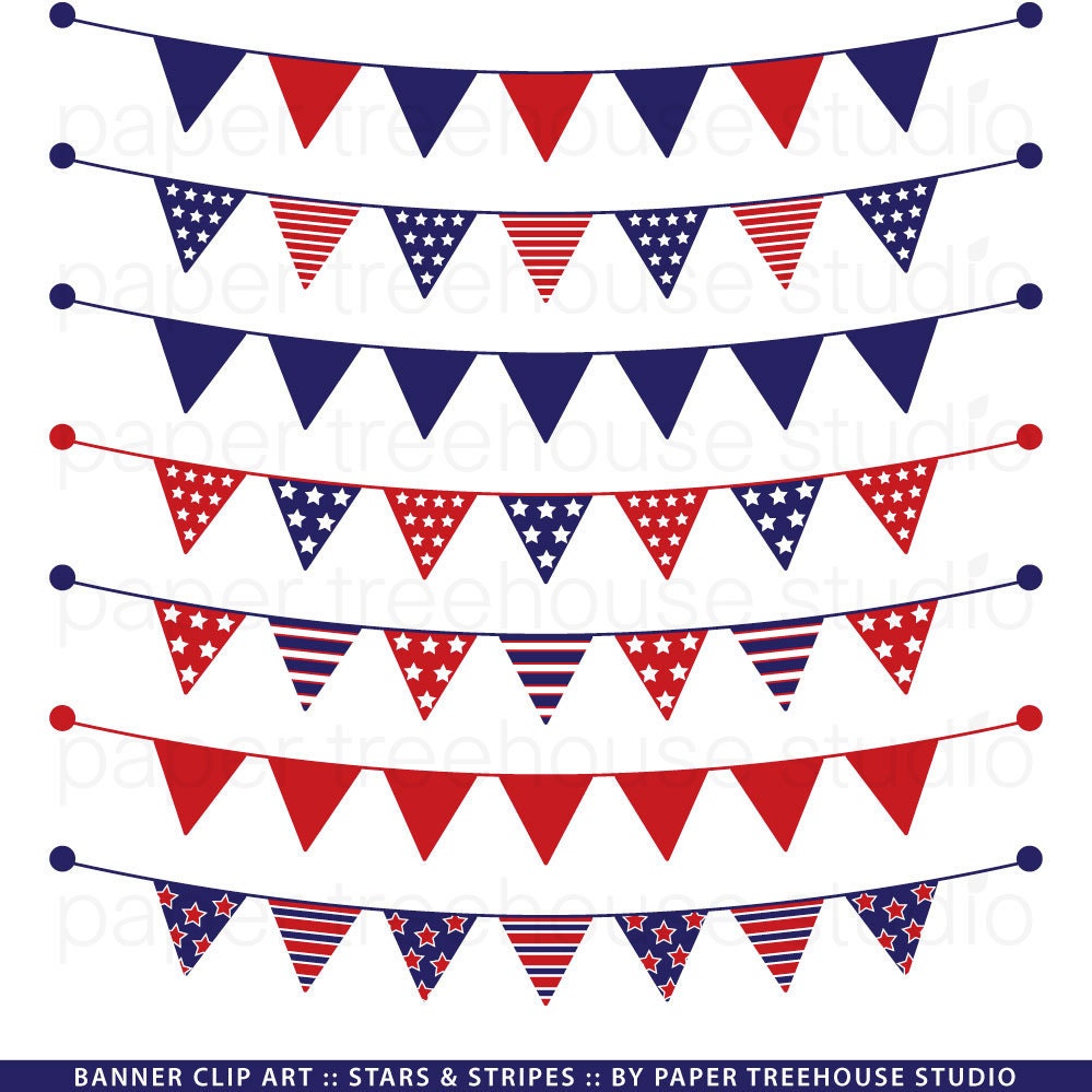 Red, White and Blue Banner. Banner Clip Art. Stars and Stripes Clipart