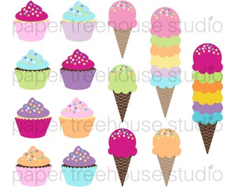 Cupcake Clip Art. Ice Cream Clip Art. Birthday Clipart. Ice Cream Shop Clip Art. Cupcake Digital Download . Sweet Treats Clipart. JPG. PNG.