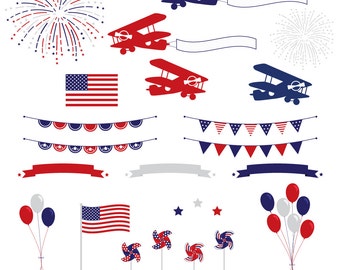 4th of July Clipart. Fireworks Clipart. Patriotic Clip Art. USA Clip Art. American Flag Digital Download. Airplane Clip Art. USA Clip Art.
