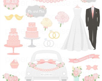 Wedding Clip Art. Bride Clipart. Wedding Dress. Flower Bouquet. Digital Download. Bride To Be Clip Art. Cricut Images. Wedding Digital Files