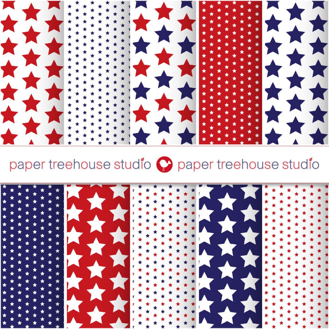 Red White and Blue Digital Paper Pack. Star Digital Paper. 4th of July ...