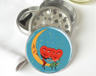 Moon Love Couple Herb Grinder - Aluminum Spice Mill with Scraper