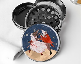 Mouse Couple Dancing on The Moon Herb Grinder - Aluminum Spice Grinder