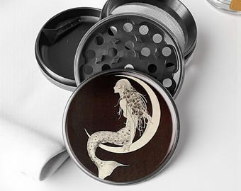 Mermaid on The Moon Art Herb Grinder - Aluminum Spice Grinder