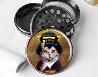 Moulin à herbes Tokio Kitty Cat - Moulin à épices en aluminium avec grattoir