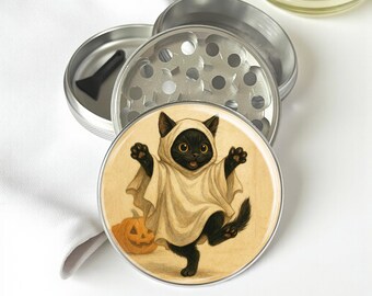 Halloween Ghost Cat Herb Grinder - Aluminum Spice Grinder