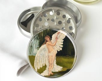 The Swan Maiden After Walter Crane (1894) Herb Grinder - Aluminum Spice Mill with Scraper