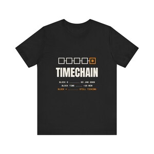 Camiseta Timechain Bitcoin, camiseta Genesis Block Crypto, camiseta para programadores de blockchain, regalo para desarrolladores de Bitcoin, regalo para fanáticos de las criptomonedas Node Runner
