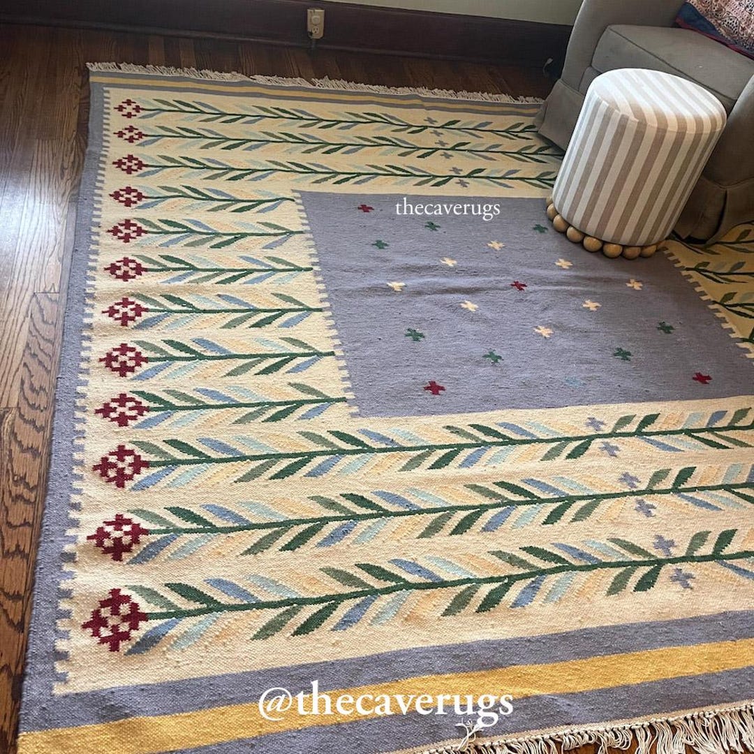 Multicolour Wool Rug Handwoven Multicolour Floral Wool Rug | Modern Botanical Area Rug | 8× ...