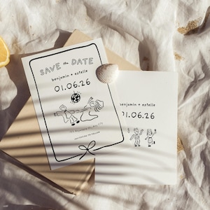 Whimsical Hand Drawn Save the Date Invitation Illustrated Editable Wedding Announcement Template (Digital Download )
