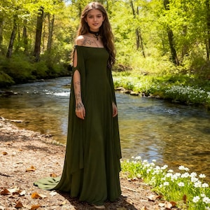 Forest Fairy Elven Cosplay Dress,Medieval Retro Off-Shoulder Dress,Fairy Tale Witch Costume,Christmas Cosplay Outfit, Cosplay Costume