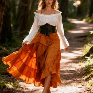 Forest Fairy Style Kleid,Boho Korsett Kleid,Renaissance Mieder Aufenthalte mit Rüschenrock,Retro Pastoral Style Kleid, Cosplay Kostüm