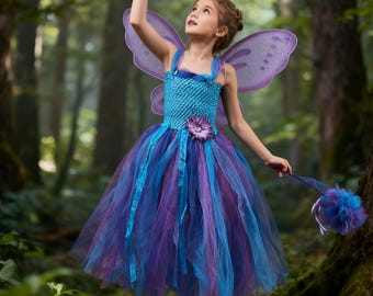 Fairy Tale Children's Fairy Dress, Winged Fairy Dress Set, Forest Fairy Dress, Elf Princess Dress, Tulle Princess Dress, Masquerade Ball