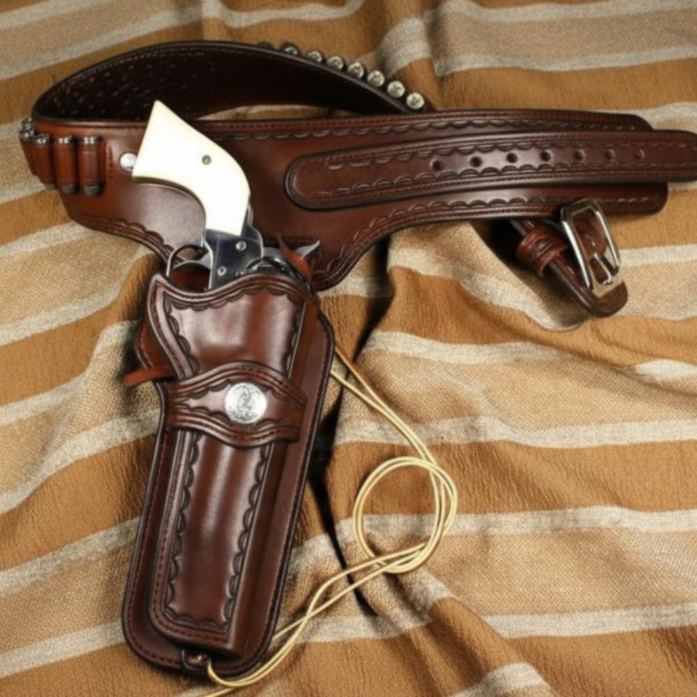 Right-Hand Leather Holster For Ruger Single Six, Colt Rimfire – Brown Field/Hunting Style