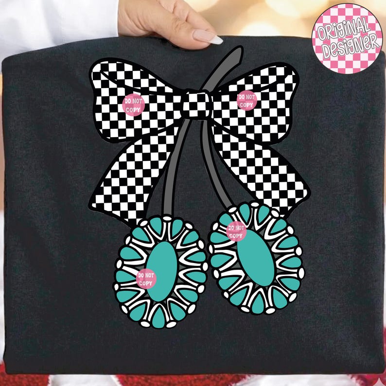 Türkis Western Png, Türkis Jewerly Png, Kirsche Schleife Western Png, Kuh Kokette Western Türkis Png, Girly Western Shirt Design Bild 11