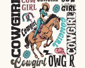 Türkis Cowgirl PNG, Western Wild Card Design (digitaler Download)