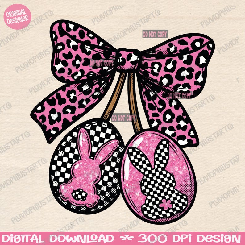 Leopard Checkered Easter Bunny PNG (Instant Download) image 13