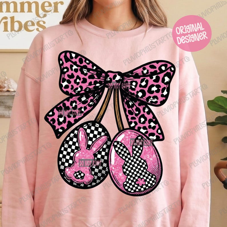 Leopard Checkered Easter Bunny PNG (Instant Download) image 4