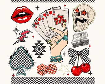 Retro Western Collage PNG, Cowgirl Clipart (Digital Download)