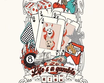 Casino Collage PNG, Western Gamble Design (Digital Download