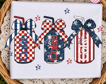 Coca-Cola Light PNG del 4 de julio, Dr Pepper patriótico PNG, Coquette de verano con lazo para amantes de la Coca-Cola (sublimación), imágenes prediseñadas de refrescos estadounidenses retro para chicas