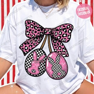 Leopard Checkered Easter Bunny PNG (Instant Download) image 1