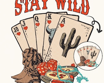 Stay Wild Western Casino PNG, Turquoise Collage (Digital Download)