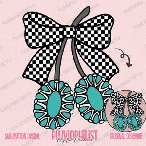 Türkis Western Png, Türkis Jewerly Png, Kirsche Schleife Western Png, Kuh Kokette Western Türkis Png, Girly Western Shirt Design Bild 13