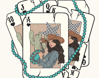 Cowgirl Wild Card PNG, Türkis Western Design (digitaler Download)
