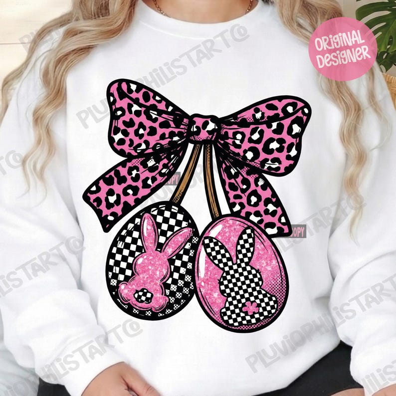 Leopard Checkered Easter Bunny PNG (Instant Download) image 3