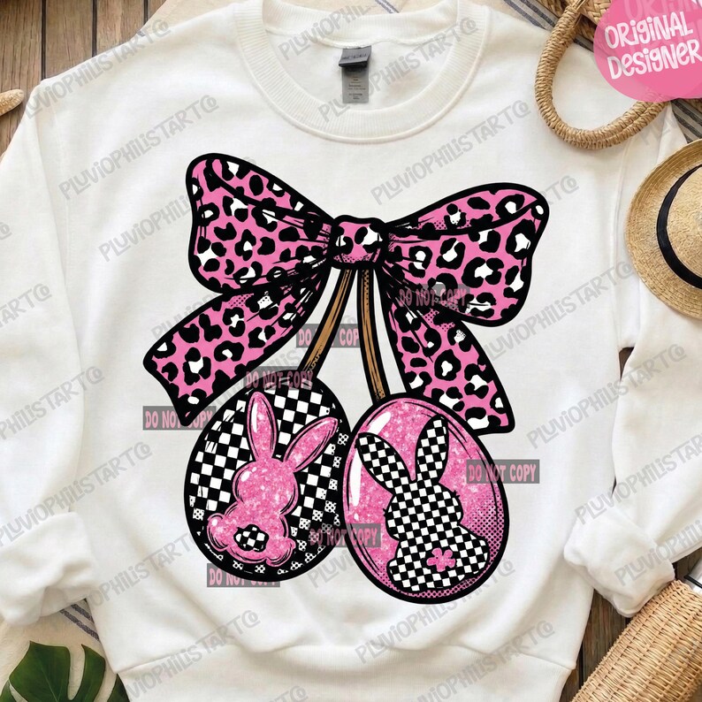 Leopard Checkered Easter Bunny PNG (Instant Download) image 9