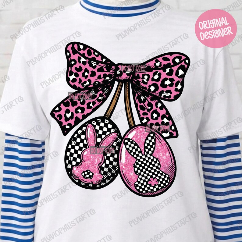 Leopard Checkered Easter Bunny PNG (Instant Download) image 2