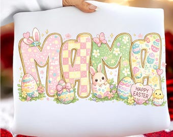 Retro Easter Mama PNG, preppy easter Bunny PNG, Retro Easter Mama Shirt Design, Cute Easter day Png, Mama Spring Family Sublimation Design