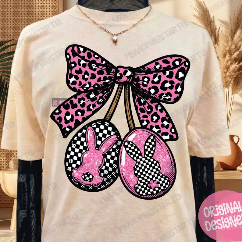 Leopard Checkered Easter Bunny PNG (Instant Download) image 7