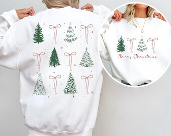 Ontwerp kerstboom en strikshirt, vintage coquette, png (digitale download)