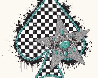 Western png, Turquoise Western Png, Glitter Star Western Png, Life is a Gambler Png, Country Png, Punchy Png, Girly Western Shirt Design