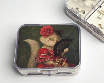 Pastillero portátil de Catwoman y Ratón: para guardar y cortar pastillas