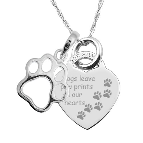 Dogs Leave Paw Prints on Our Hearts 925 Silver Heart Necklace - Etsy