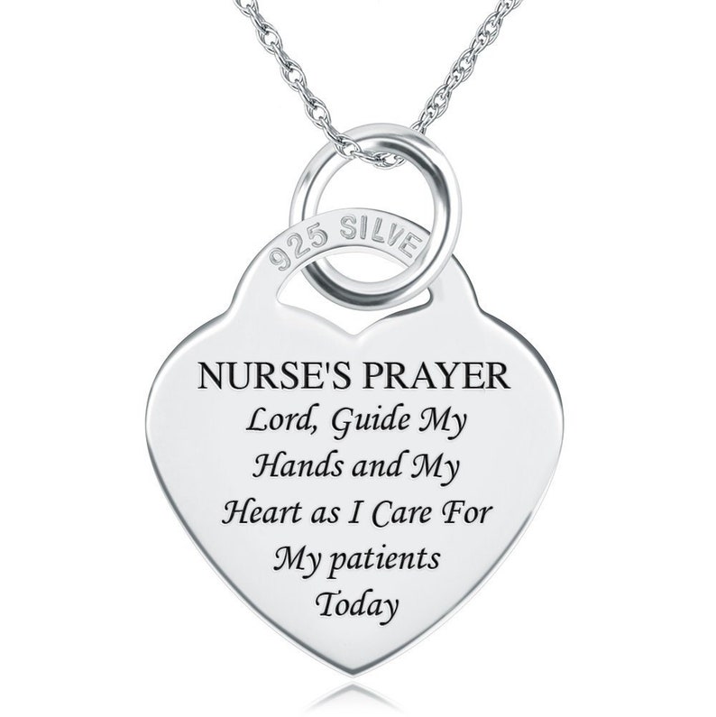 A Nurse S Prayer Sterling Silver Heart Necklace Personalised Engraved
