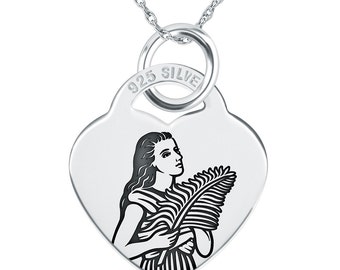 St Agatha Necklace, Personalized, 925 Sterling Silver Heart, Patron Saint of Nurses