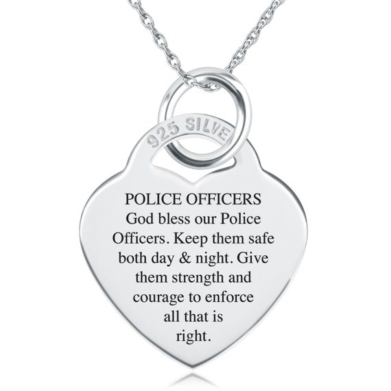 Police Officers Prayer Necklace Personalized 925 Sterling - Police Officer Prayer Pendant Police Officers Prayer Necklace Personalized 925 Sterling - Police Officer Prayer Pendant