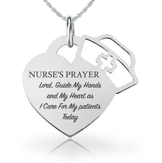 Nurses Prayer Hat Cap Necklace Personalized 925 Sterling Silver Cal Student Gift Nurse Doctor Graduation