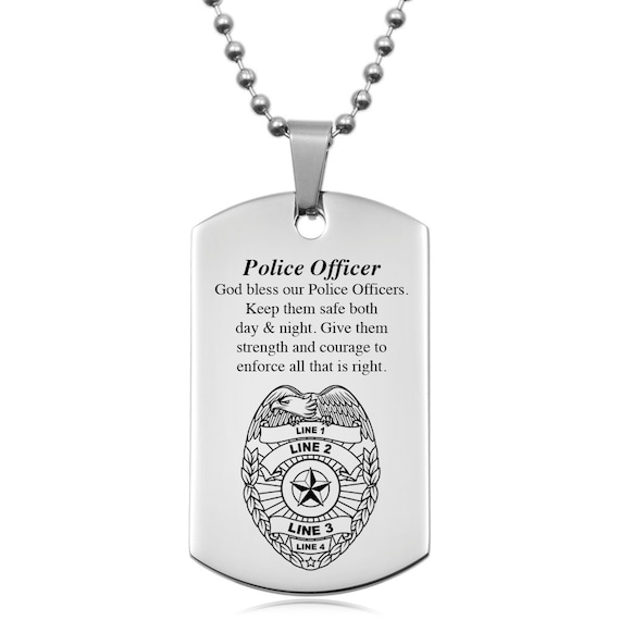 Police Officers Prayer With Personalized Badge Dog Tag Can - Police Officer Prayer Pendant Police Officers Prayer With Personalized Badge Dog Tag Can - Police Officer Prayer Pendant