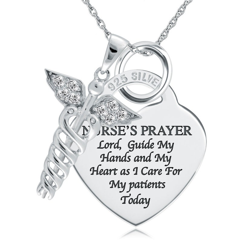 A Nurse S Prayer Necklace Pendant 925 Sterling Silver Heart Shaped Can Be Personalized