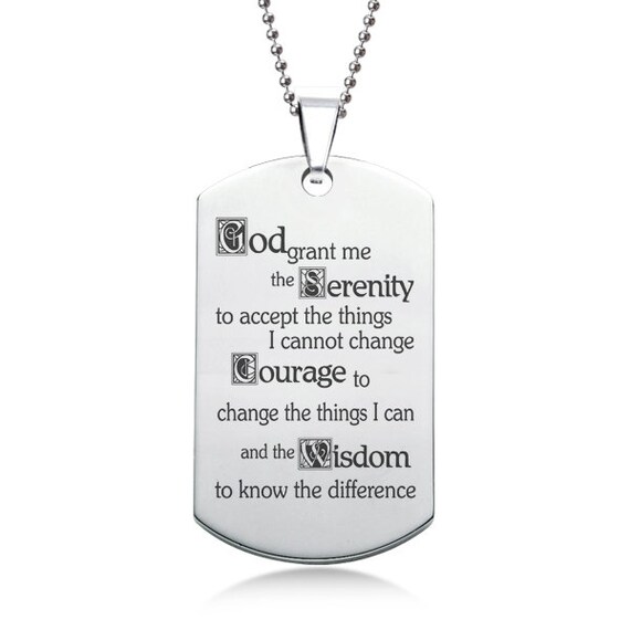 serenity prayer dog tag necklace