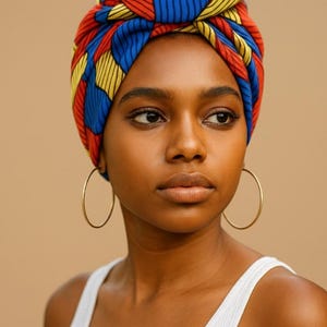 African Wax Headwrap | Ankara Turban Scarf | Boho Hair Wrap | Colorful African Head Scarf
