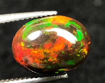 Black Ethiopian Opal Oval Cabochon Red Yellow Green  Gemstone jewelry making