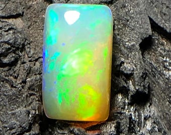 Natural Ethiopian Opal Loose Gemstone, 1.05, Ct Rainbow Fire Opal Cabochon For Jewelry Making
