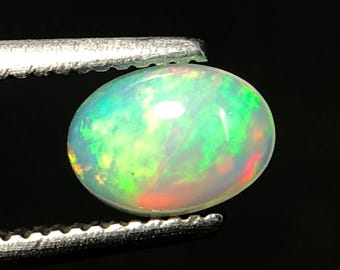 Natural Ethiopian Opal Loose Gemstone, 0.40, Ct Rainbow Fire Opal Cabochon For Jewelry Making