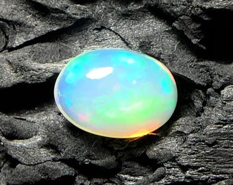 Natural Ethiopian Opal Loose Gemstone, 1.15 Ct. Rainbow Fire Opal Cabochon For Jewelry Making